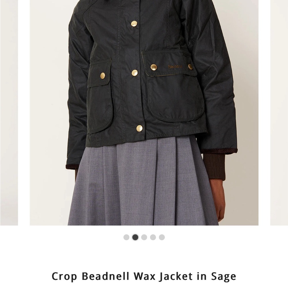 Barbour Crop Beadnell Wax Jacket in Sage